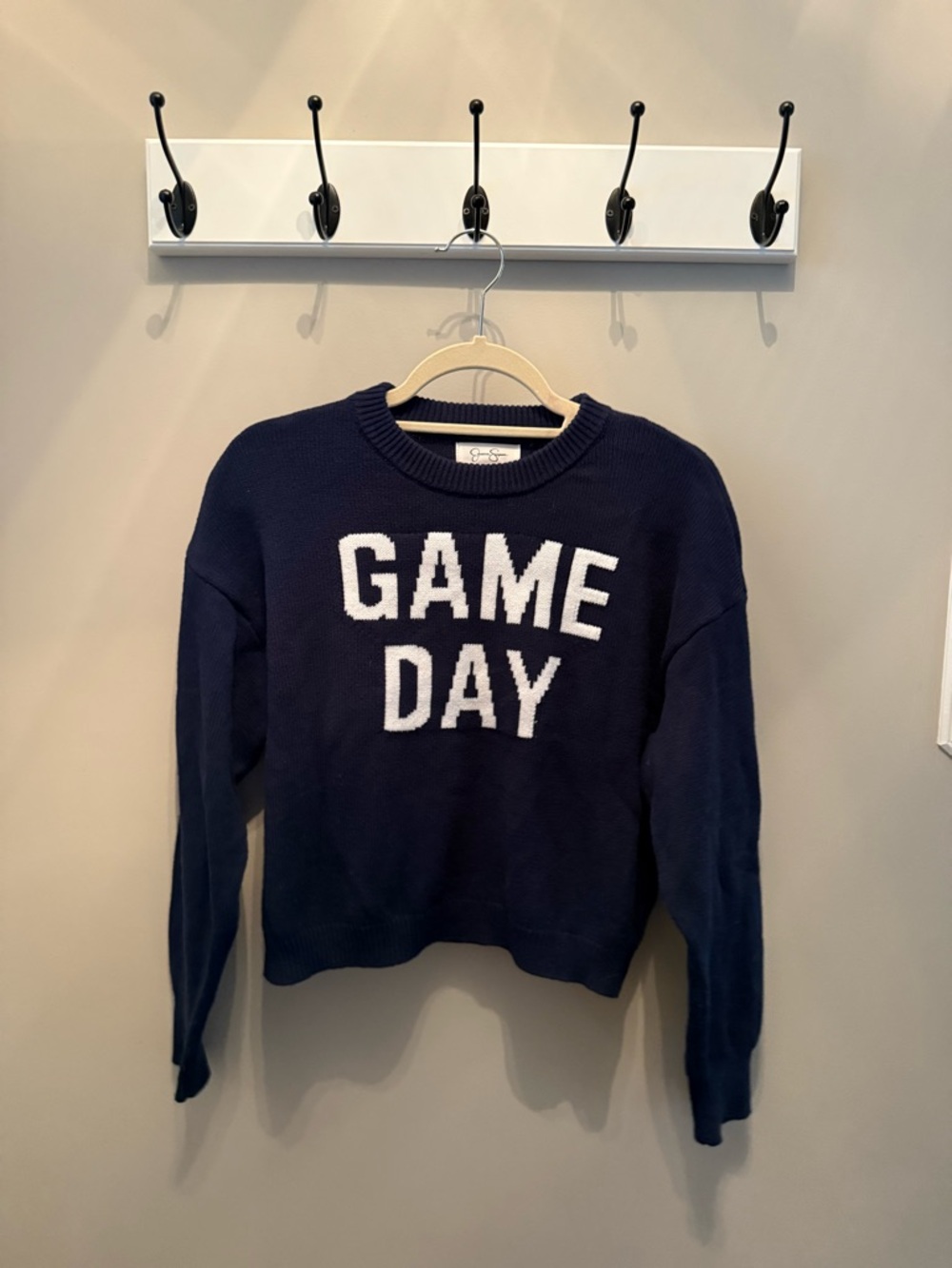 Jessica Simpson Navy and White Lettered Sweater